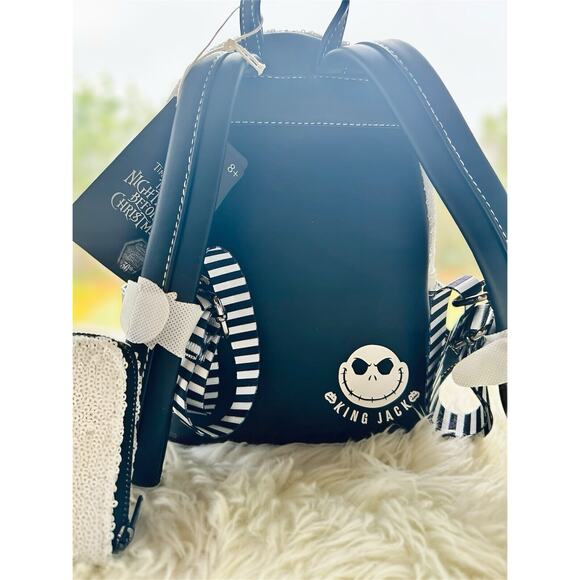 *NEW 2 PACK LE*Loungefly Exclusive Jack Skellington Sequin Mini Backpack &Wallet - Picture 5 of 7